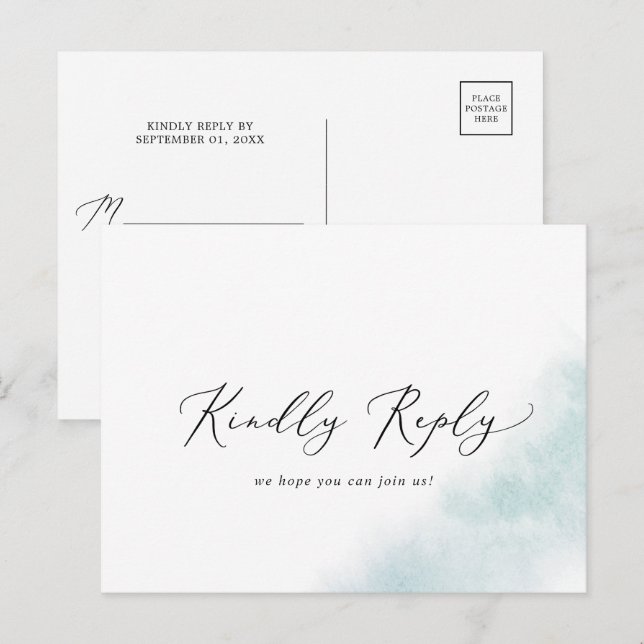 Watercolor Wash | Blue Song RSVP Postcard (Front/Back)