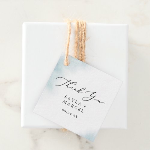 Watercolor Wash  Blue Thank You Favor Tags