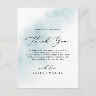 Watercolor Wash   Blue Thank You Reception Card