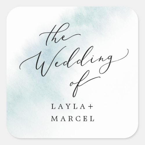 Watercolor Wash  Blue Wedding Envelope Seals