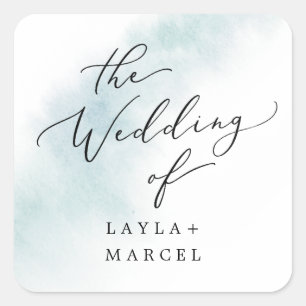 Watercolor Wash   Blue Wedding Envelope Seals