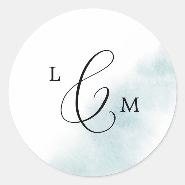 Watercolor Wash | Blue Wedding Envelope Seals (Front)