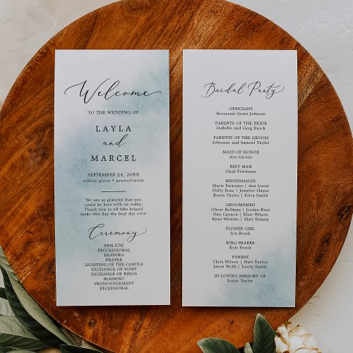 Watercolor Wash  Blue Wedding Program