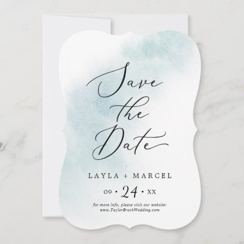 Watercolor Wash  Blue Wedding Save The Date