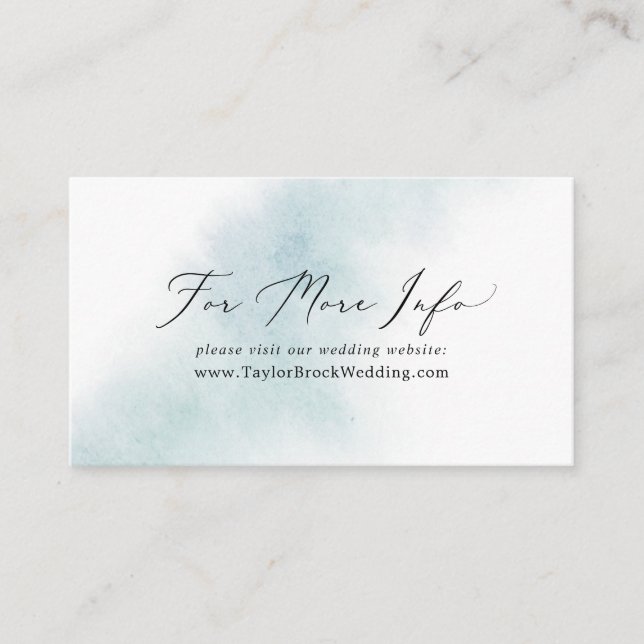 Watercolor Wash | Blue Wedding Website Enclosure Card (Front)