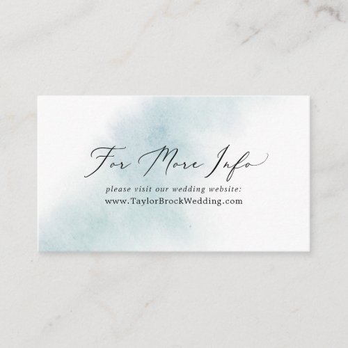 Watercolor Wash  Blue Wedding Website Enclosure Card