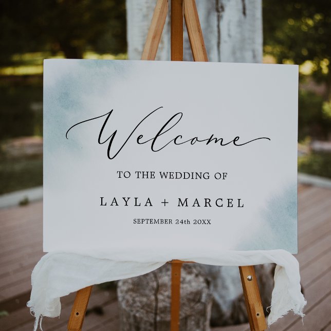 Watercolor Wash | Blue Wedding Welcome Foam Board (Creator Uploaded)