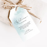 Watercolor Wash | Blue Wedding Welcome Gift Tags<br><div class="desc">These watercolor wash blue wedding welcome gift tags are perfect for a modern wedding. The simple and classic design features a splash of pastel light blue water color with minimalist elegant style. Personalize the tags with the location of your wedding, a short welcome note, your names, and wedding date. These...</div>