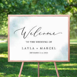 Watercolor Wash | Blue Wedding Welcome Poster