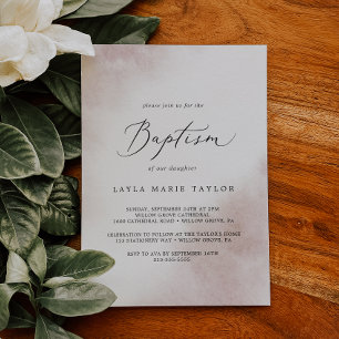 Watercolor Wash Blush Baptism Invitation
