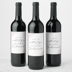 Watercolor Wash   Blush Bridesmaid Proposal Wine Label
