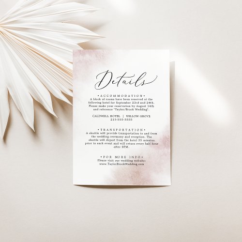 Watercolor Wash  Blush Details Enclosure Card