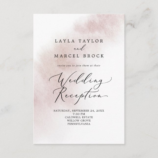 Watercolor Wash | Blush Evening Invitation (Front)