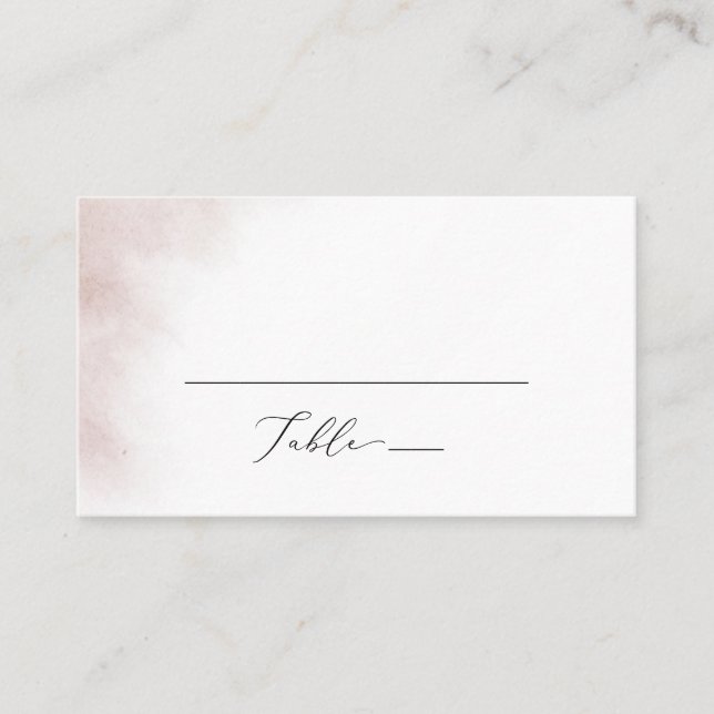 Watercolor Wash | Blush Flat Wedding Place Card (Front)