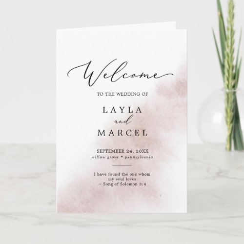 Watercolor Wash  Blush Folded Wedding Program