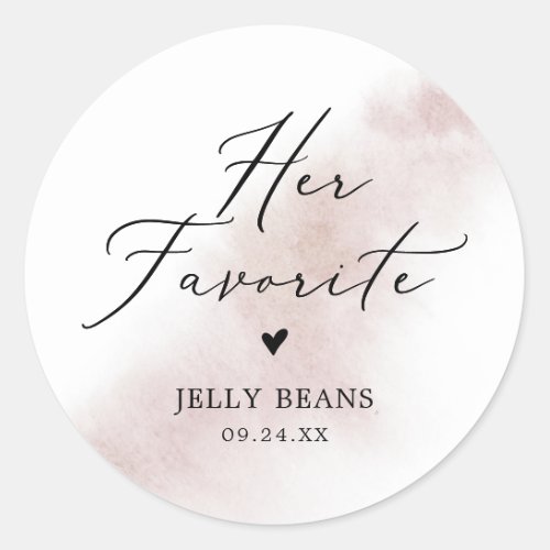 Watercolor Wash  Blush Her Favorite Wedding Favor Classic Round Sticker