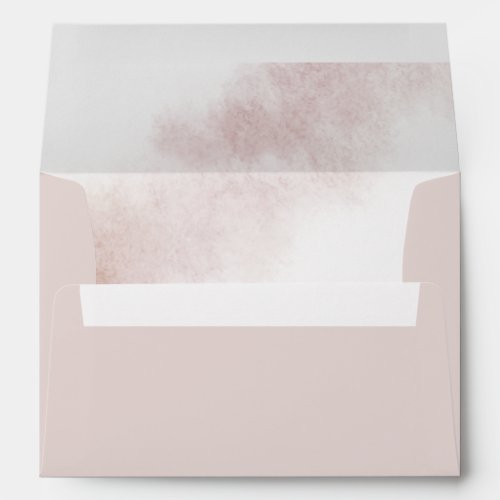 Watercolor Wash  Blush Pink Monogram Wedding Envelope