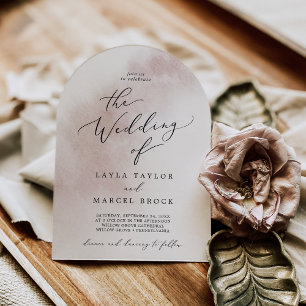 Watercolor Wash Blush Pink Simple Arch Wedding Invitation