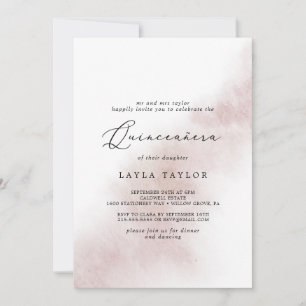 Watercolor Wash Blush Quinceañera Invitation