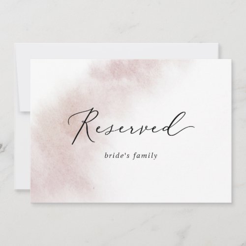 Watercolor Wash  Blush Reserved Sign