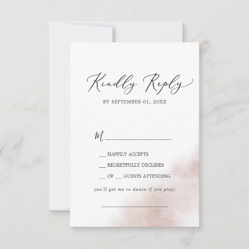 Watercolor Wash  Blush Song Request RSVP Card