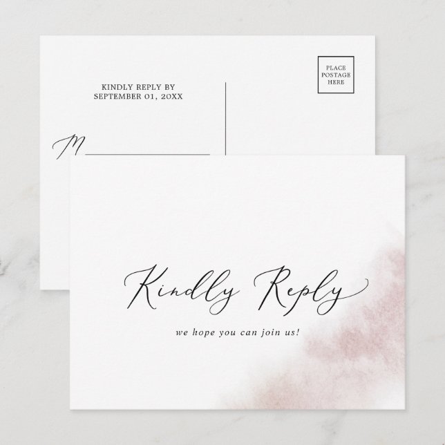 Watercolor Wash | Blush Song RSVP Postcard (Front/Back)