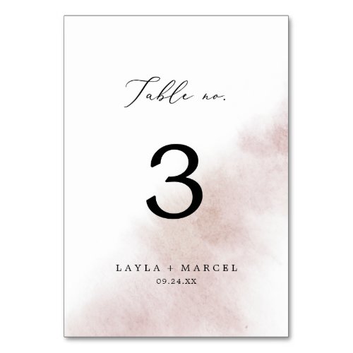 Watercolor Wash  Blush Table Number