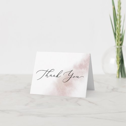 Watercolor Wash  Blush Thank You Card