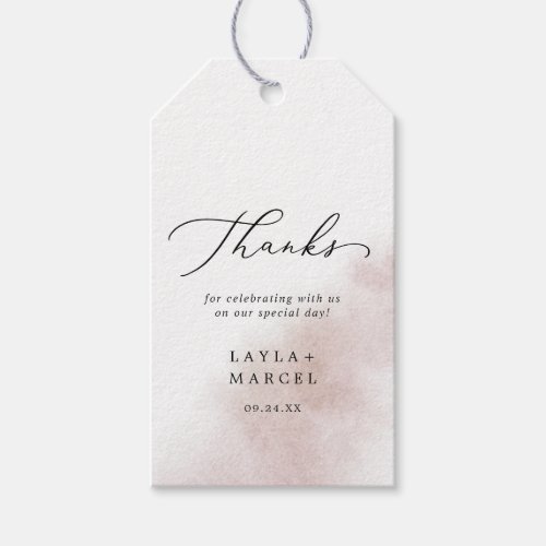 Watercolor Wash  Blush Thank You Favor Gift Tags