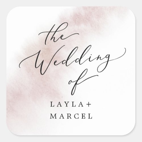 Watercolor Wash  Blush Wedding Envelope Seals