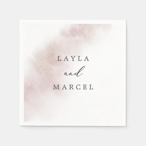 Watercolor Wash  Blush Wedding Napkins