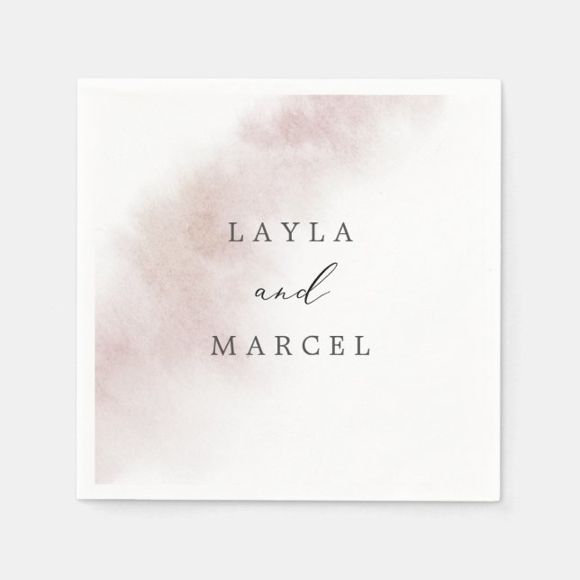 Watercolor Wash | Blush Wedding Napkins (Front)