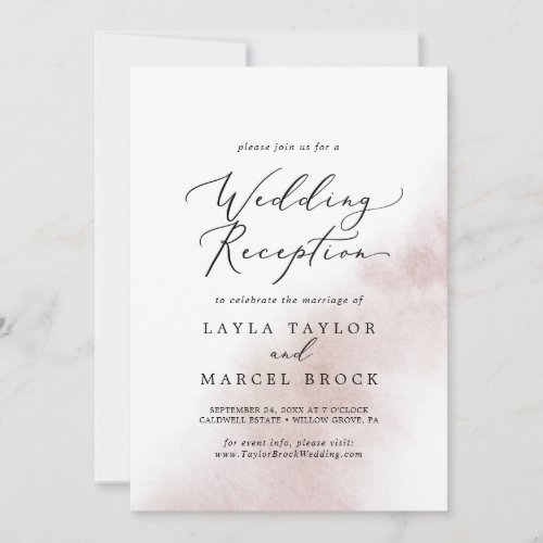 Watercolor Wash  Blush Wedding Reception Invitation