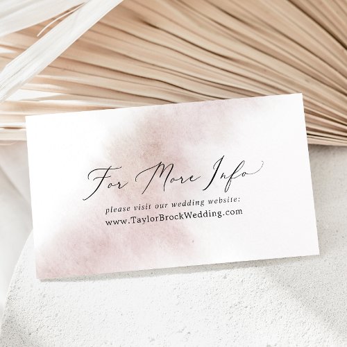 Watercolor Wash  Blush Wedding Website Enclosure Card