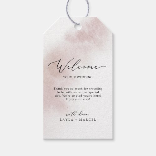 Watercolor Wash  Blush Wedding Welcome Gift Tags