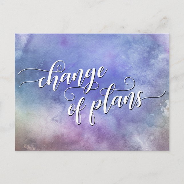 Watercolor Wash Change of Plans Postponed Wedding Postcard (Front)
