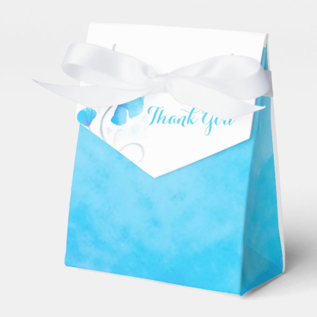 Watercolor wash flower thank you wedding favor box (Front Side)
