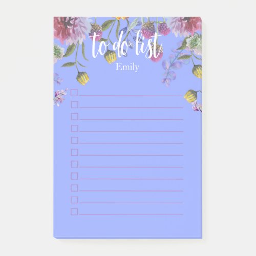 Watercolor Wash Flowers Checkbox  To Do List Post_it Notes