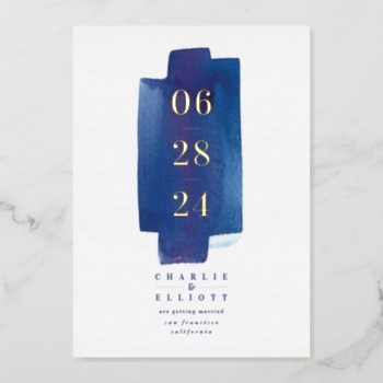 Watercolor Wash Foil Save The Date Card by fourwetfeet at Zazzle