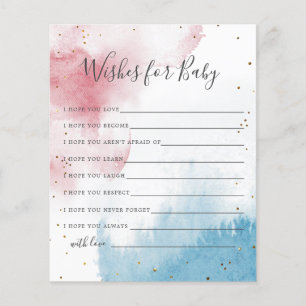 Watercolor Wash Gender Reveal Wishes for Baby Card