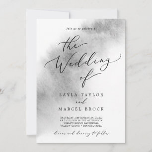 Watercolor Wash Gray The Wedding Of Invitation