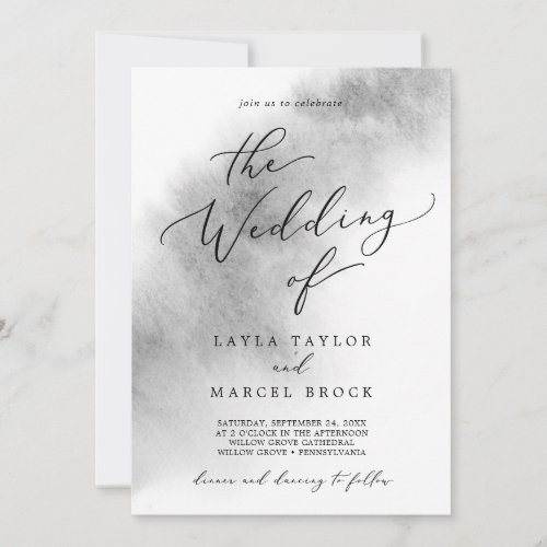 Watercolor Wash  Gray The Wedding Of Invitation