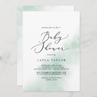 Watercolor Wash | Green Baby Shower Invitation