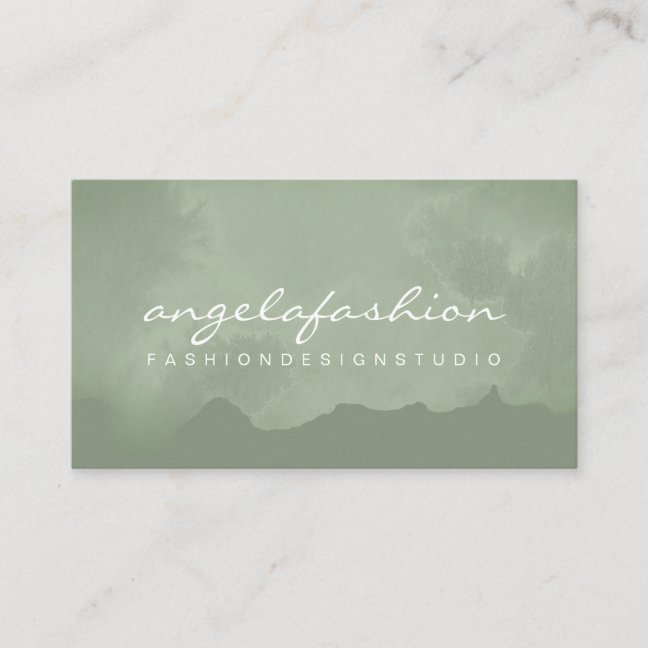 Watercolor Wash Green Boho Chic Vegan Business Card