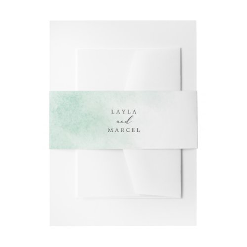 Watercolor Wash  Green Bride and Groom Wedding Invitation Belly Band