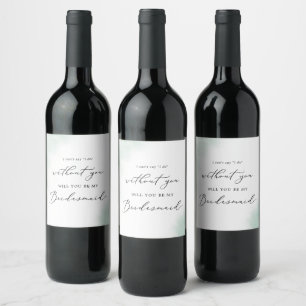 Watercolor Wash   Green Bridesmaid Proposal Wine Label