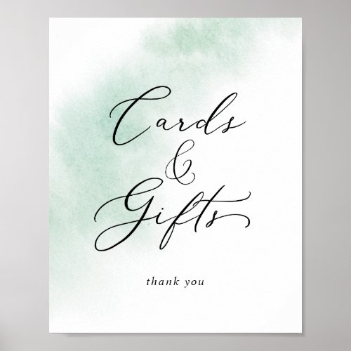 Watercolor Wash  Green Cards and Gifts Sign