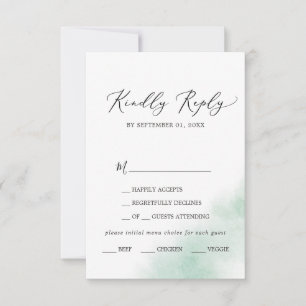 Watercolor Wash   Green Menu Choice RSVP Card