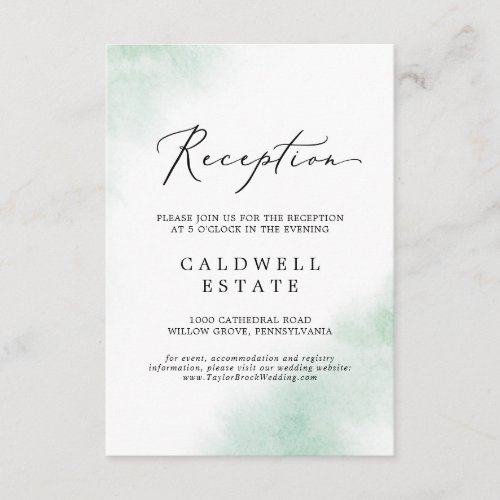 Watercolor Wash  Green Reception Insert Card