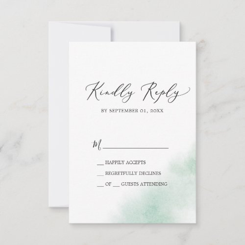 Watercolor Wash  Green Simple RSVP Card